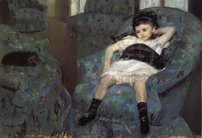 Mary Cassatt The little girl in the blue Sofa China oil painting art